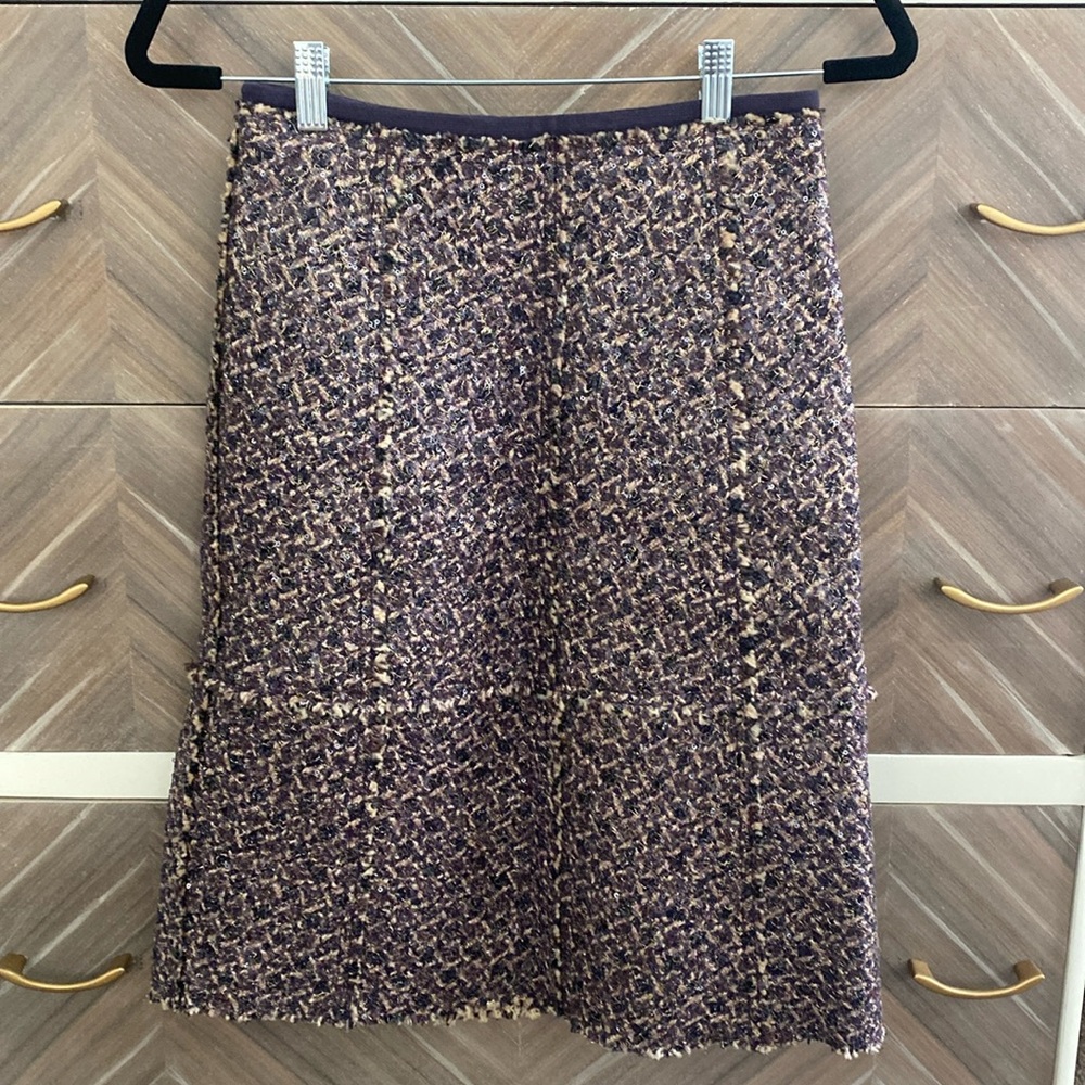 Tory Burch sequin tweed Metallic knee length skirt